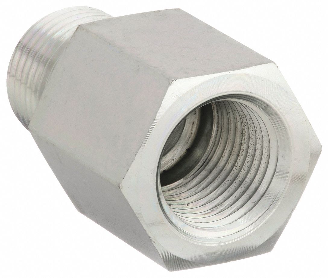 Hydraulic Hose Adapter: 3/8 in x 3/8 in Fitting Size, Male x Female, NPTF x NPTF, Rigid, Straight