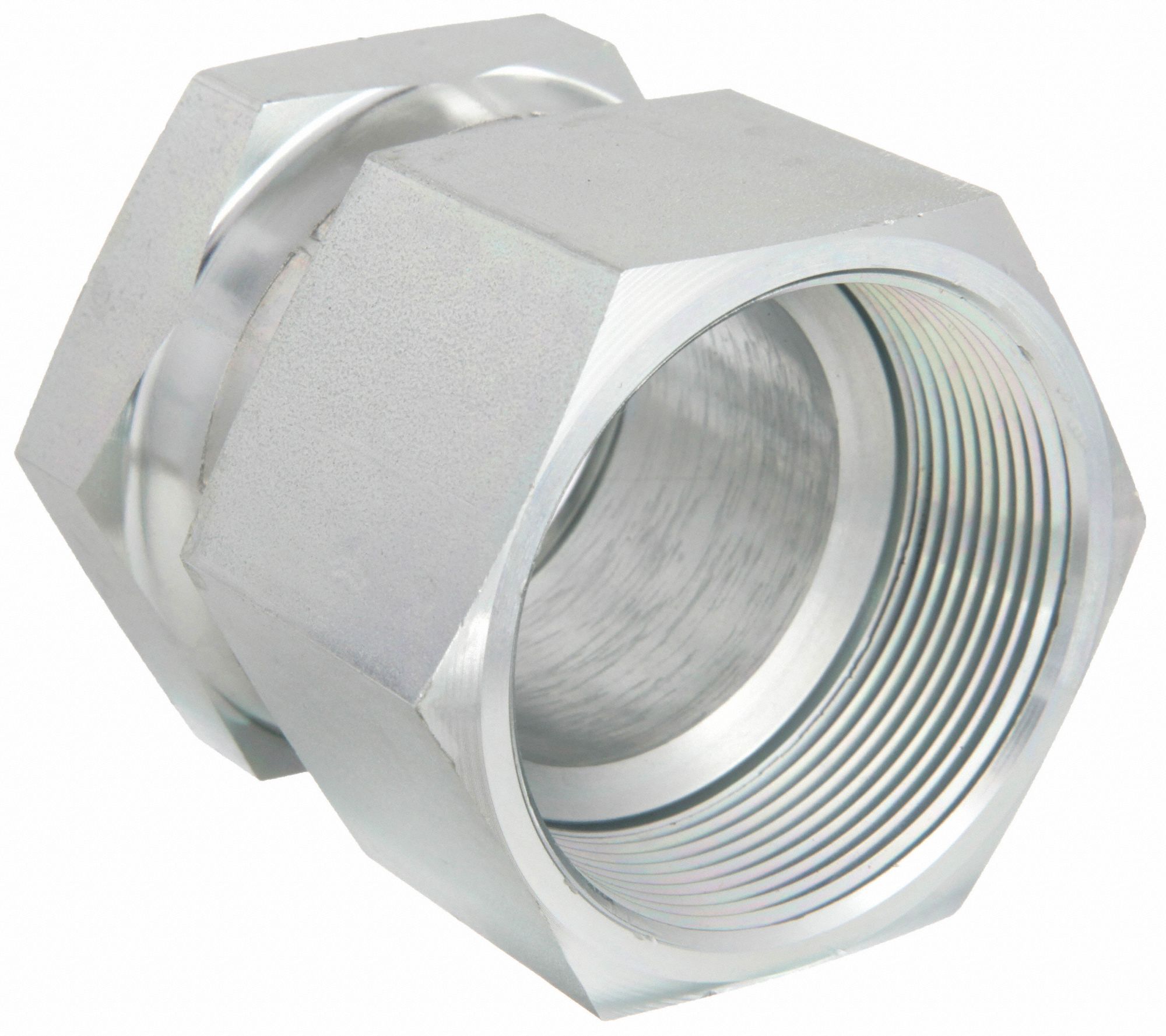 Hydraulic Hose Adapter: 2 in x 2 in Fitting Size, Female x Female, NPSM x NPTF, Swivel, Straight