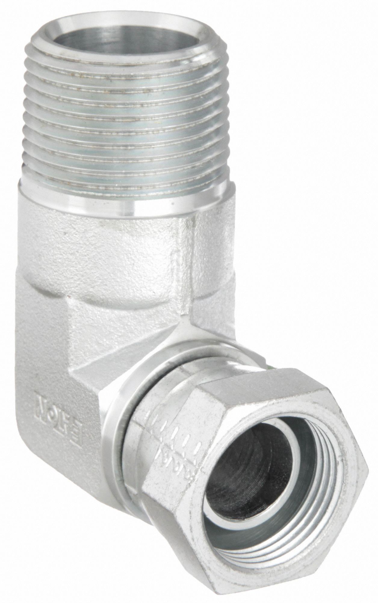 Hydraulic Hose Adapter: 3/4 in x 1 in Fitting Size, Female x Male, NPSM x NPTF, Swivel, 90° Elbow