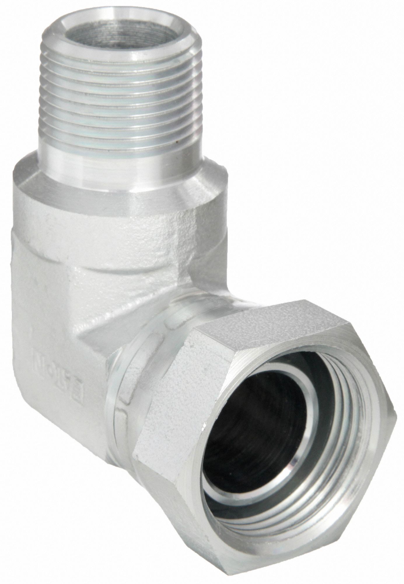 Hydraulic Hose Adapter: 1 in x 3/4 in Fitting Size, Female x Male, NPSM x NPTF, Swivel, 90° Elbow
