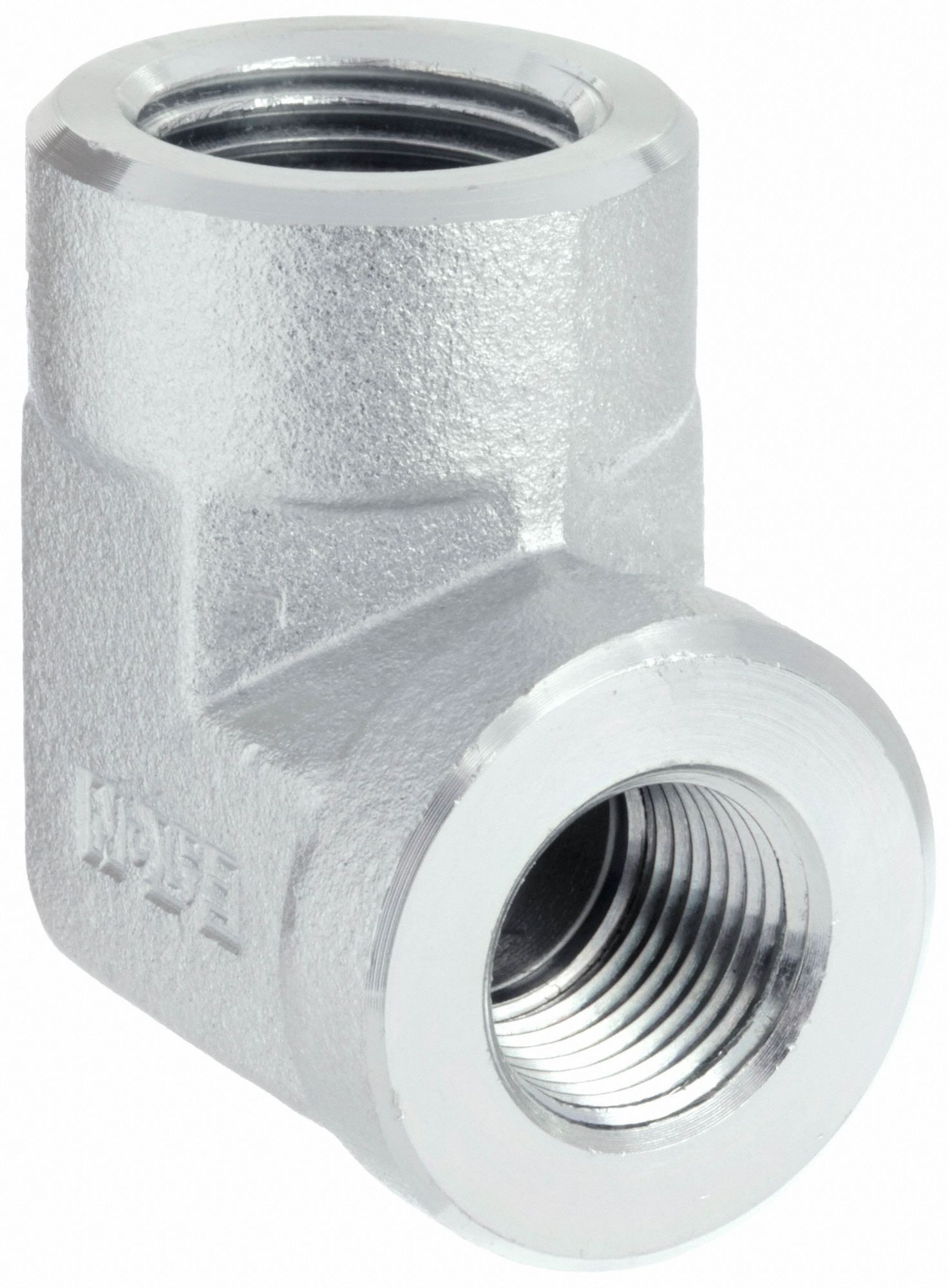 Hydraulic Hose Adapter: 1/2 in x 3/8 in Fitting Size, Female x Female, NPTF x NPTF, Rigid, 90° Elbow