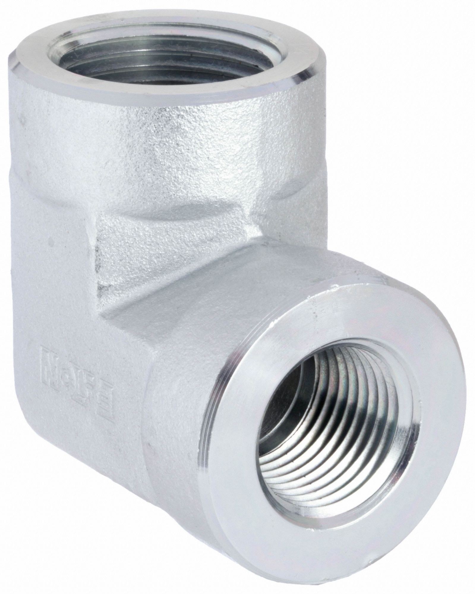 Hydraulic Hose Adapter: 3/4 in x 1/2 in Fitting Size, Female x Female, NPTF x NPTF, Rigid, 90° Elbow