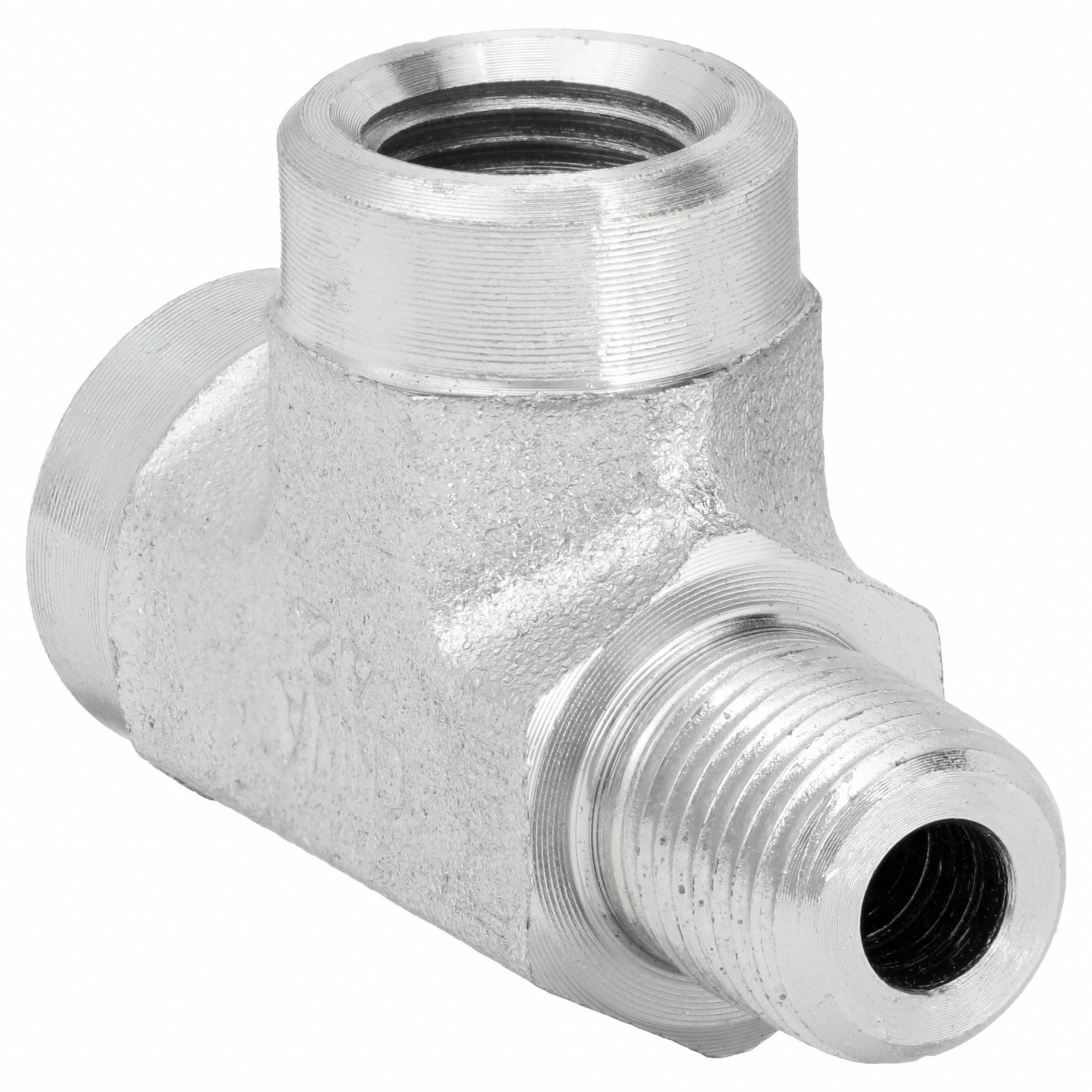 Hydraulic Hose Adapter: 1/8 in x 1/8 in x 1/8 in Fitting Size, Female x Female x Male, Rigid, Tee