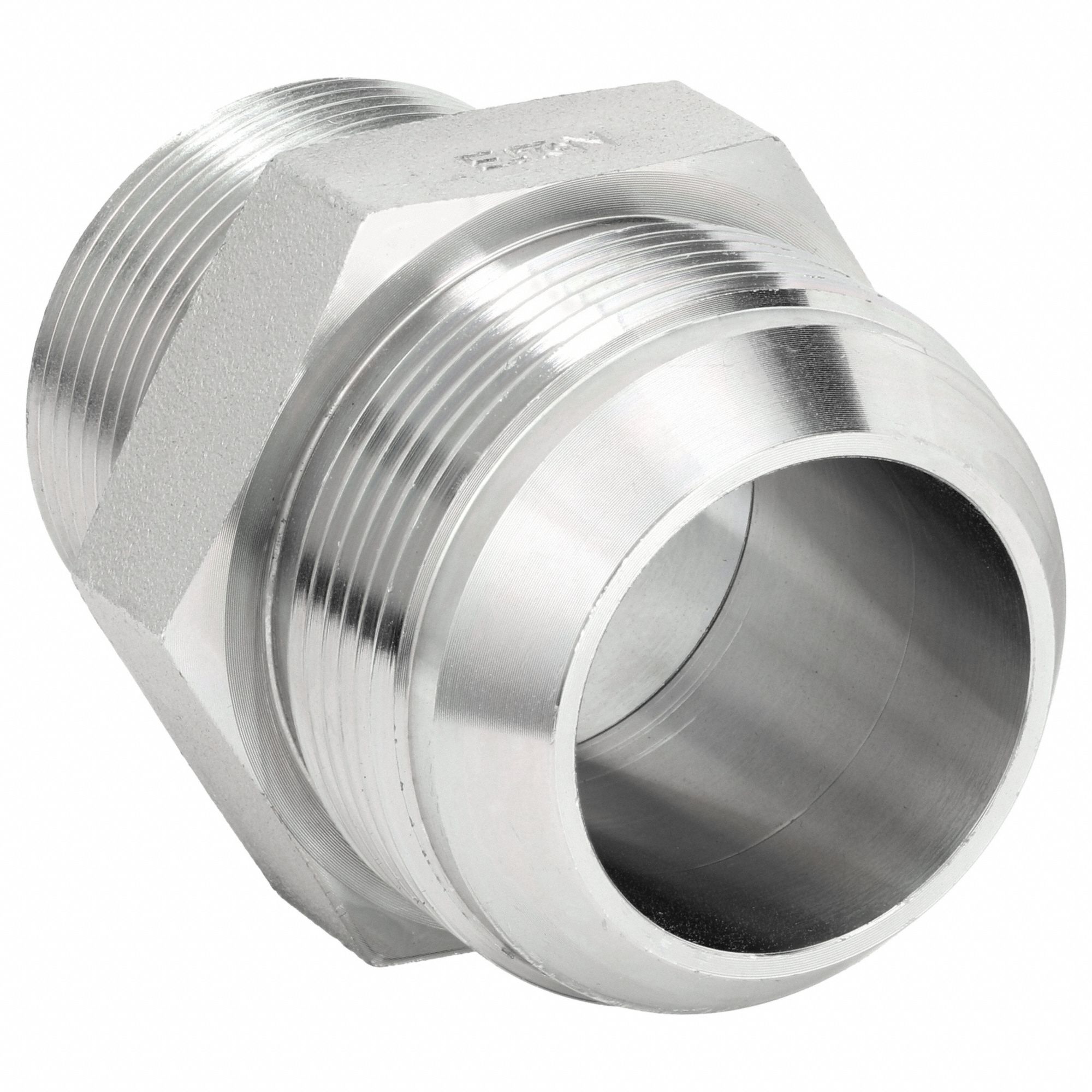 Hydraulic Hose Adapter: 1 1/2 in x 1 1/4 in Fitting Size, Male x Male, NPTF x JIC, Rigid, Straight