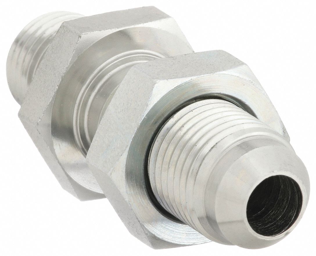 Hydraulic Hose Adapter: 1/4 in x 3/8 in Fitting Size, Male x Male, NPTF x JIC, Rigid, Straight
