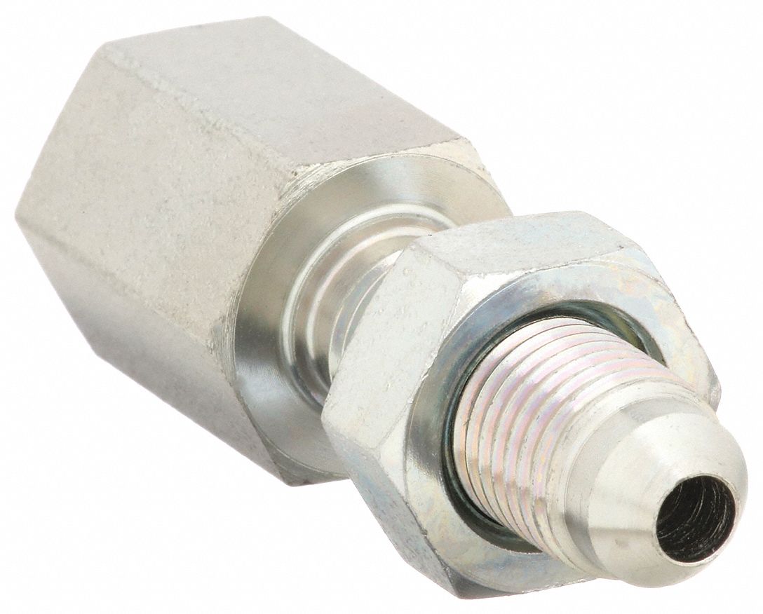 Hydraulic Hose Adapter: 1 in x 1 in Fitting Size, Female x Male, NPTF x JIC, Rigid, Straight