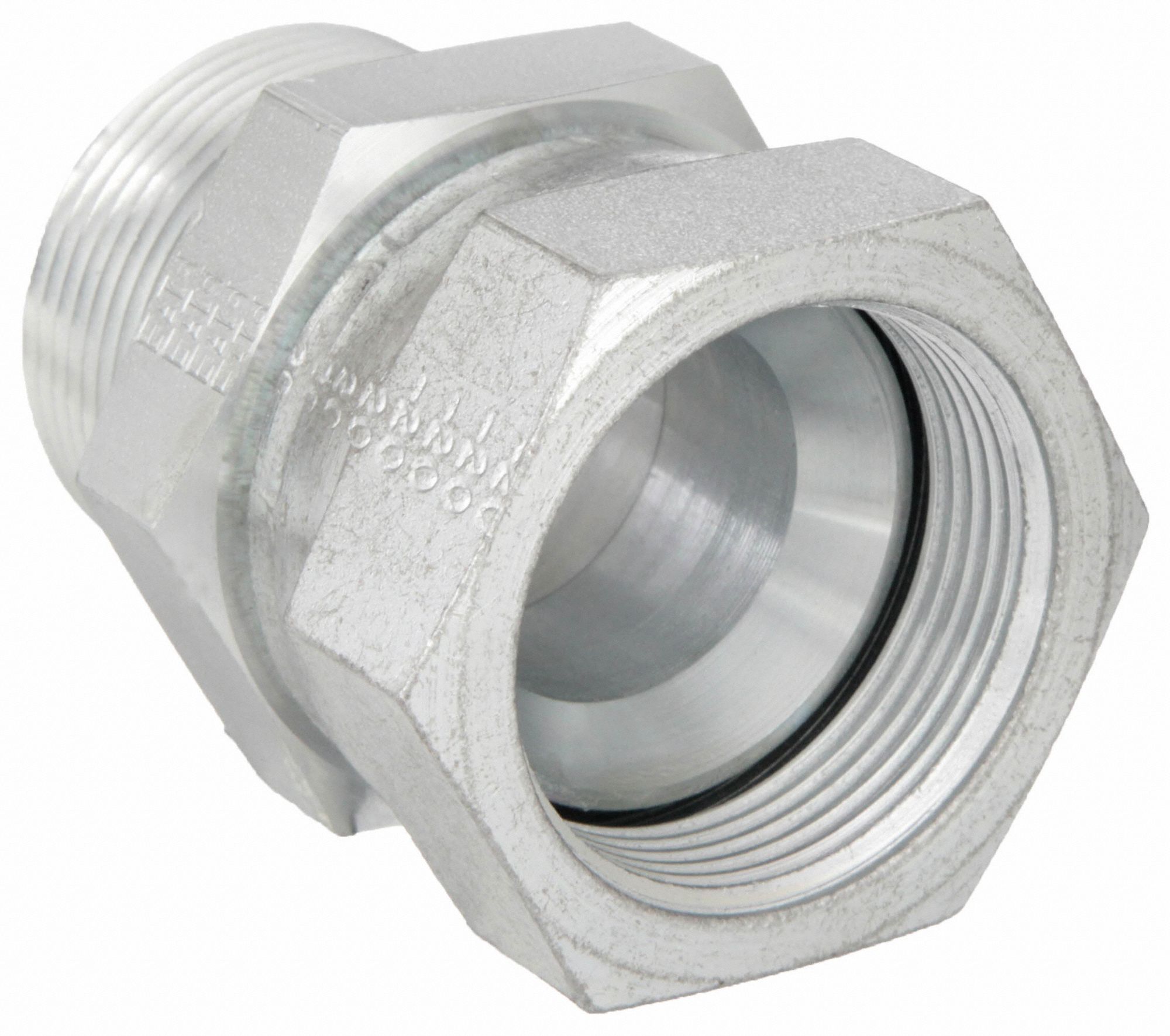 Hydraulic Hose Adapter: 1 1/4 in x 1 1/4 in Fitting Size, Male x Female, NPTF x JIC, Swivel