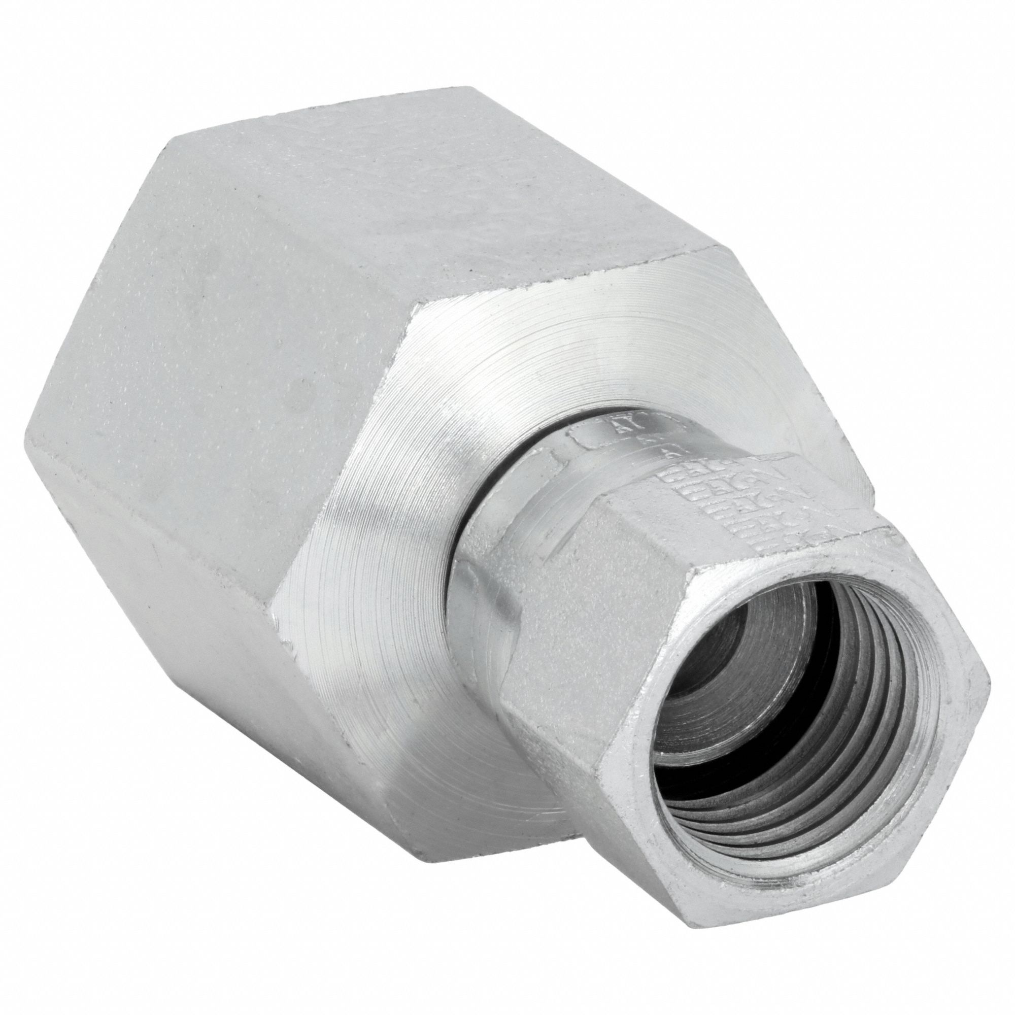 Hydraulic Hose Adapter: 1/2 in x 1/2 in Fitting Size, Female x Female, NPTF x JIC, Swivel, Straight