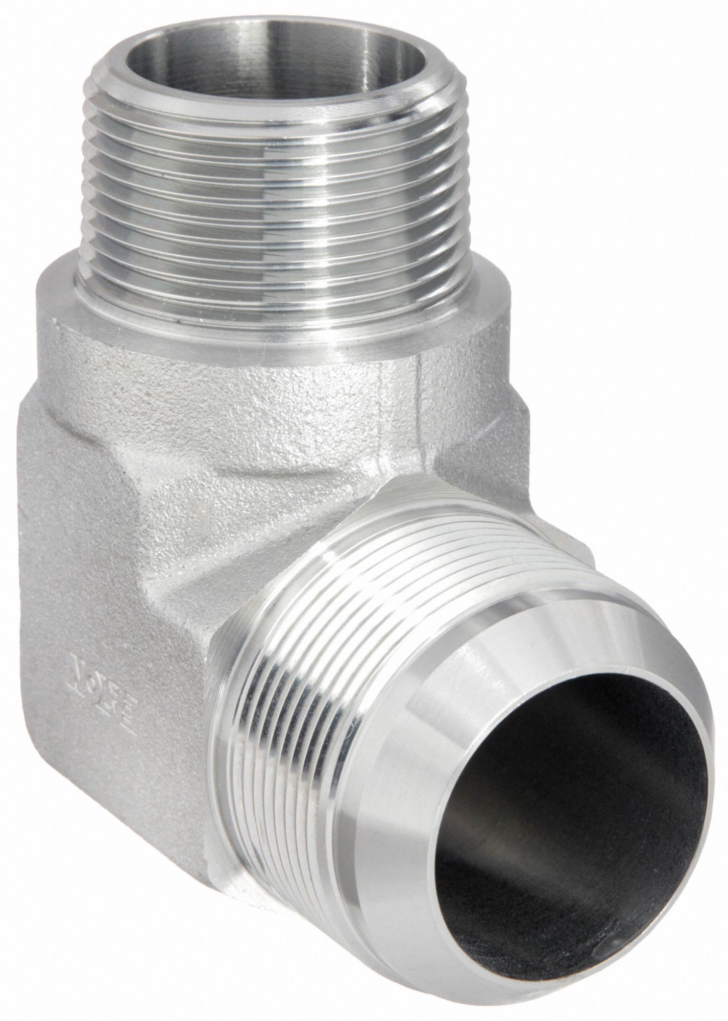 Hydraulic Hose Adapter: 1 1/2 in x 1 1/2 in Fitting Size, Male x Male, NPTF x JIC, Rigid, 90° Elbow