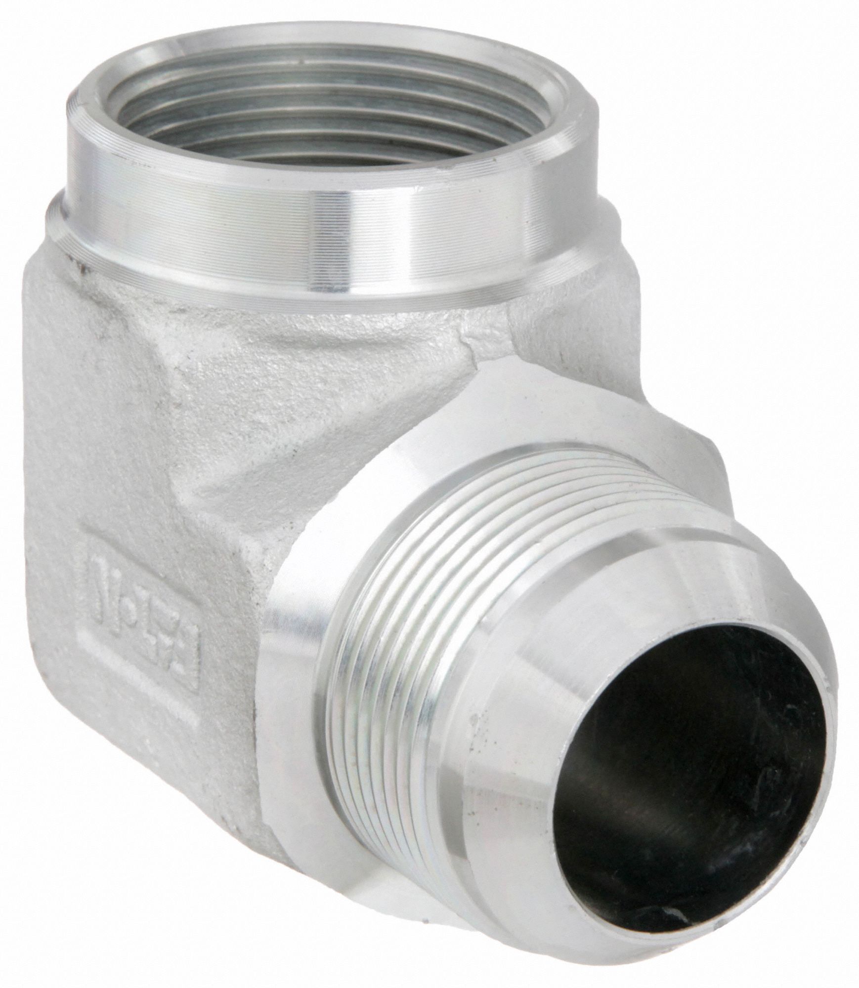 Hydraulic Hose Adapter: 1 1/4 in x 1 1/4 in Fitting Size, Female x Male,  NPTF x JIC, Rigid