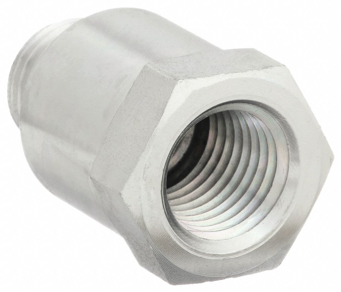 Hydraulic Hose Adapter: 1/8 in x 1/4 in Fitting Size, Female x Male, NPTF x ORB, Rigid, Straight