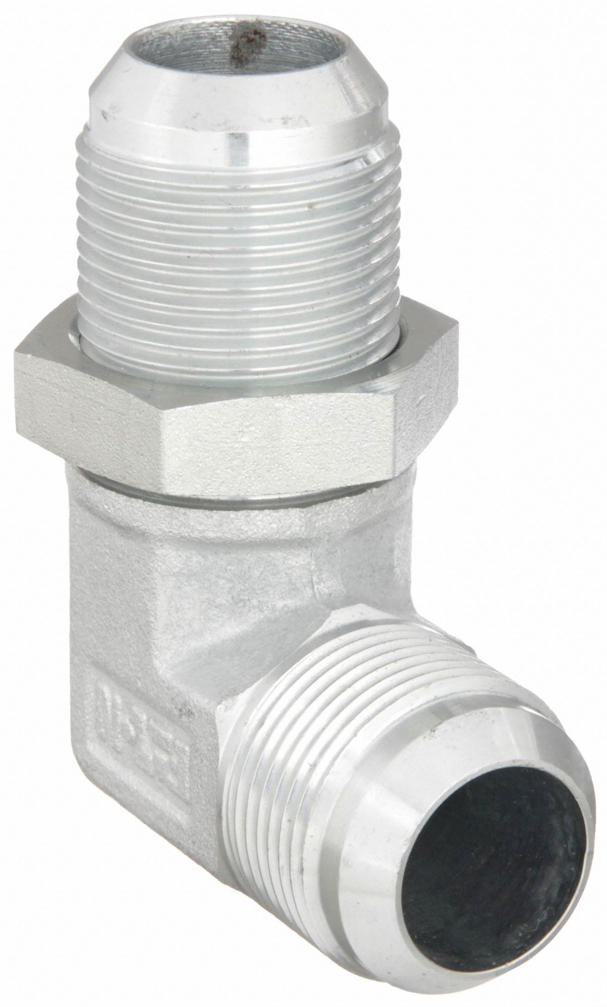 Hydraulic Hose Adapter: 1 in x 1 in Fitting Size, Male x Male, JIC x JIC, Rigid, 90° Elbow