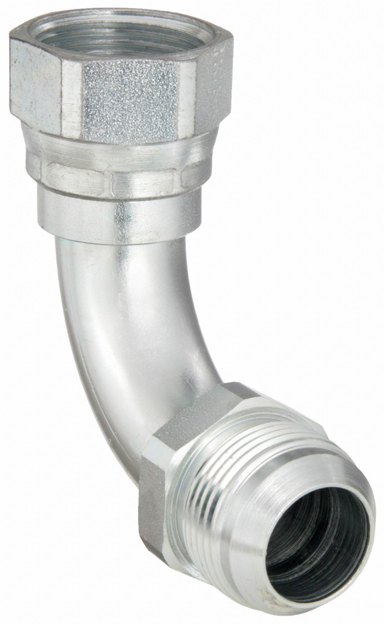 Hydraulic Hose Adapter: 1 in x 1 in Fitting Size, Male x Female, JIC x JIC, Swivel, 90° Elbow