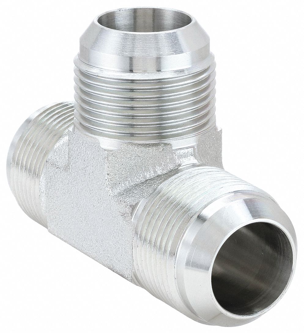Hydraulic Hose Adapter: 1 1/4 in x 1 1/4 in x 1 1/4 in Fitting Size, Male x Male x Male, Rigid, Tee