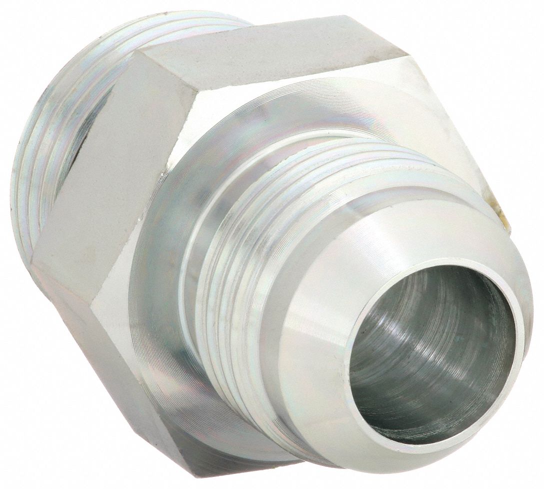 Hydraulic Hose Adapter: 7/8 in x 3/4 in Fitting Size, Male x Male, ORB x JIC, Rigid, Straight