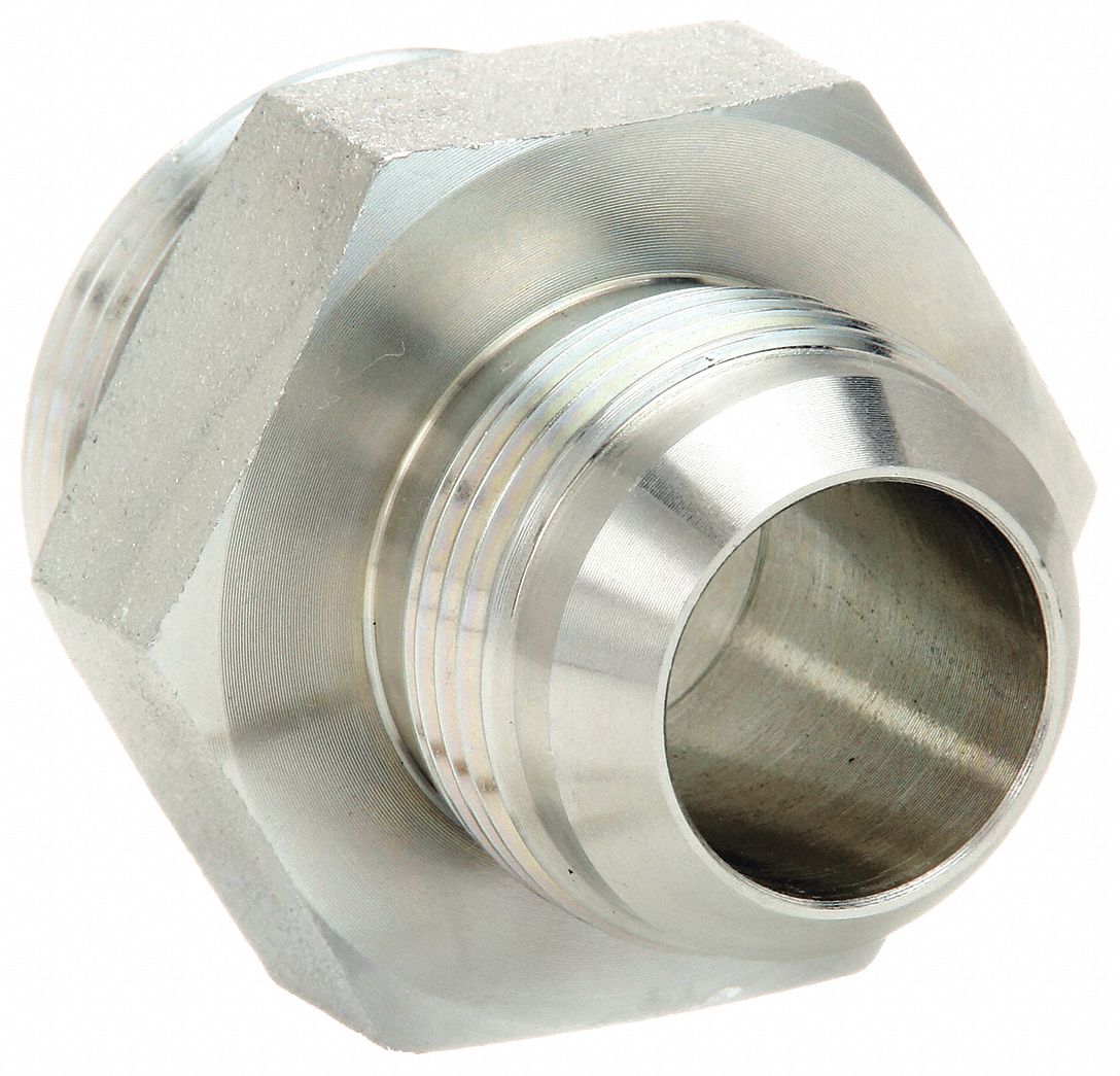 Hydraulic Hose Adapter: 1 1/4 in x 1 in Fitting Size, Male x Male, ORB x JIC, Rigid, Straight