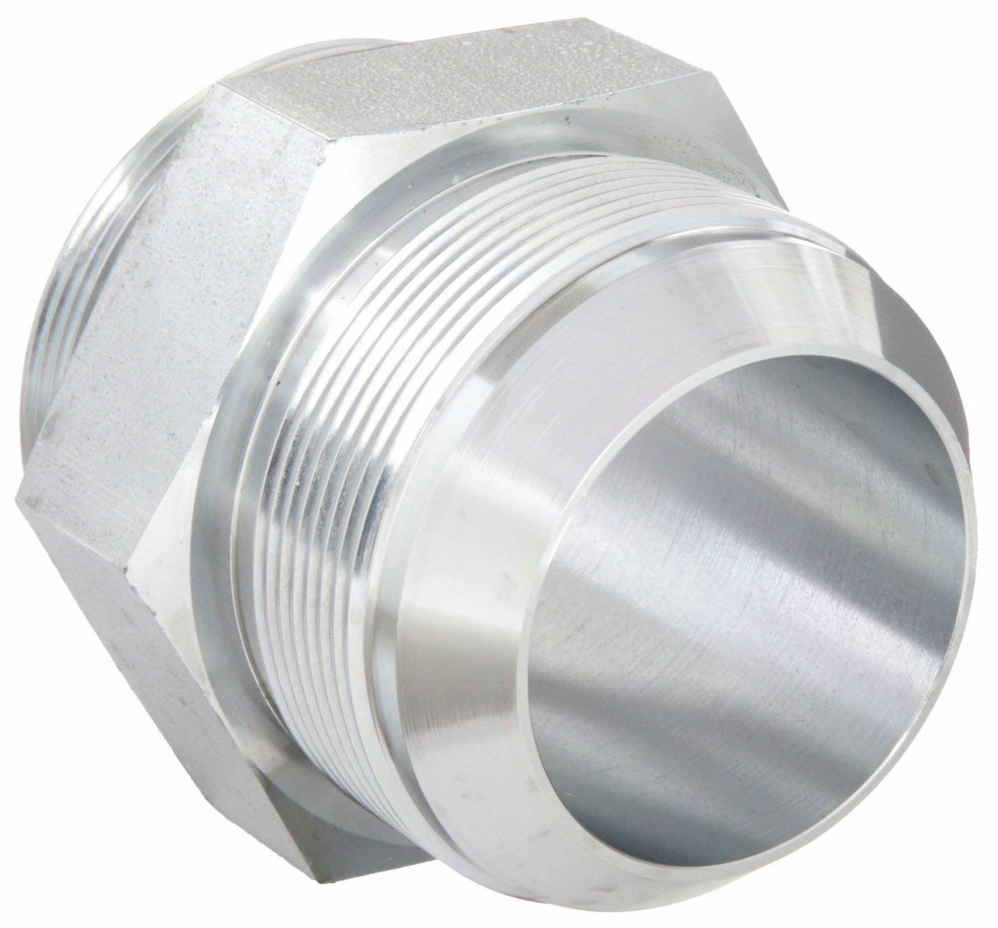 Hydraulic Hose Adapter: 2 in x 2 in Fitting Size, Male x Male, ORB x JIC,  Rigid, Straight