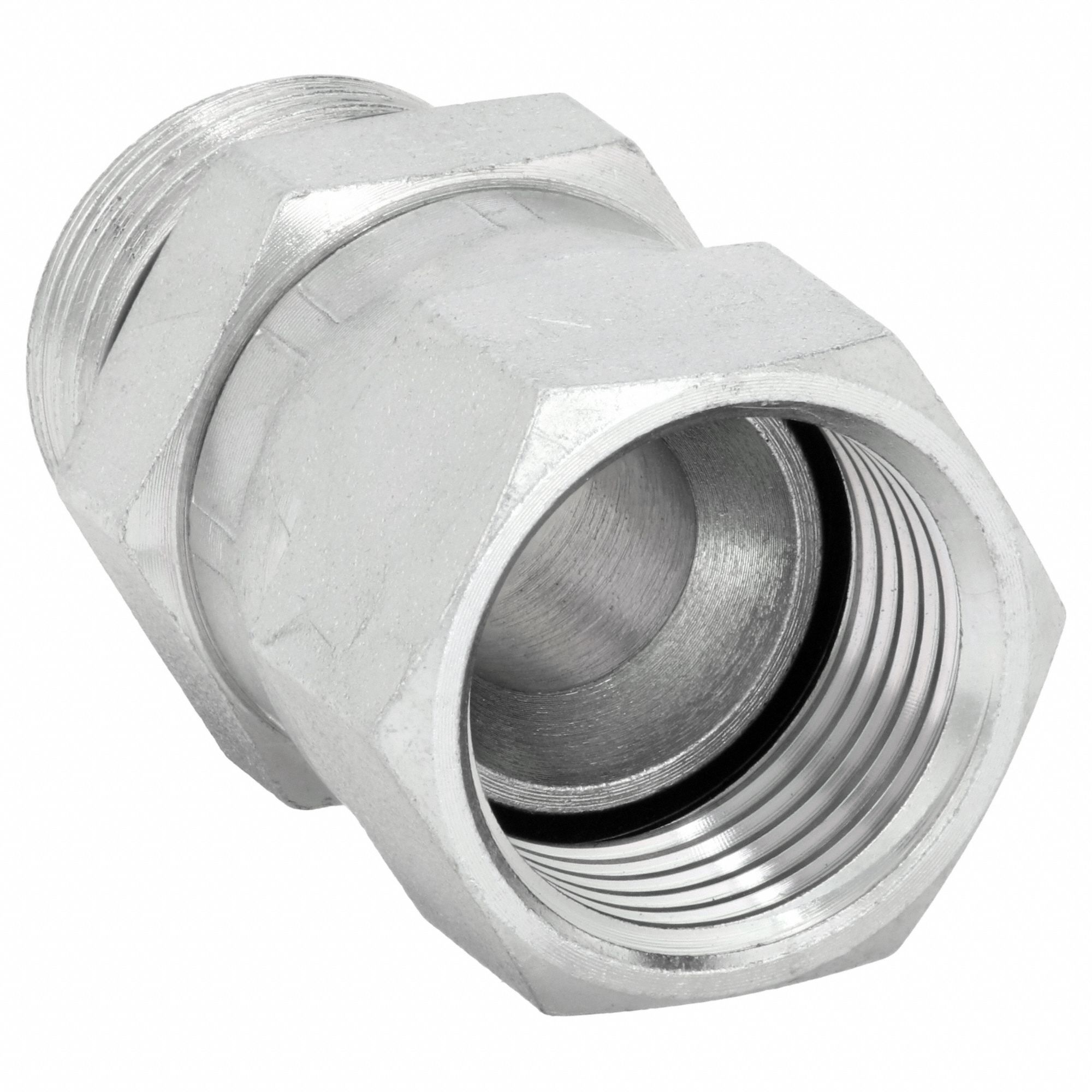 Hydraulic Hose Adapter: 1 in x 1 in Fitting Size, Male x Female, ORB x JIC, Swivel, Straight