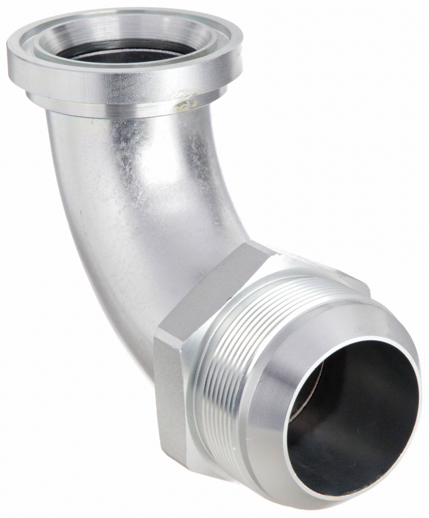 Hydraulic Hose Adapter: 2 in x 2 in Fitting Size, Male x Male, Flange x JIC, Rigid, 90° Elbow