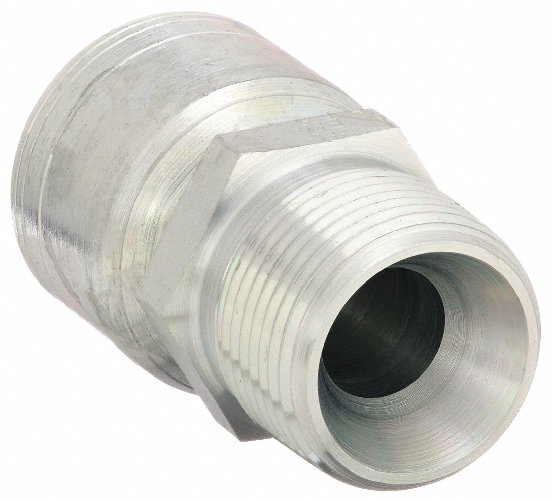Hydraulic Crimp Fitting: Steel x Steel, Straight, -10 For Hose Dash Size, Male x Genderless