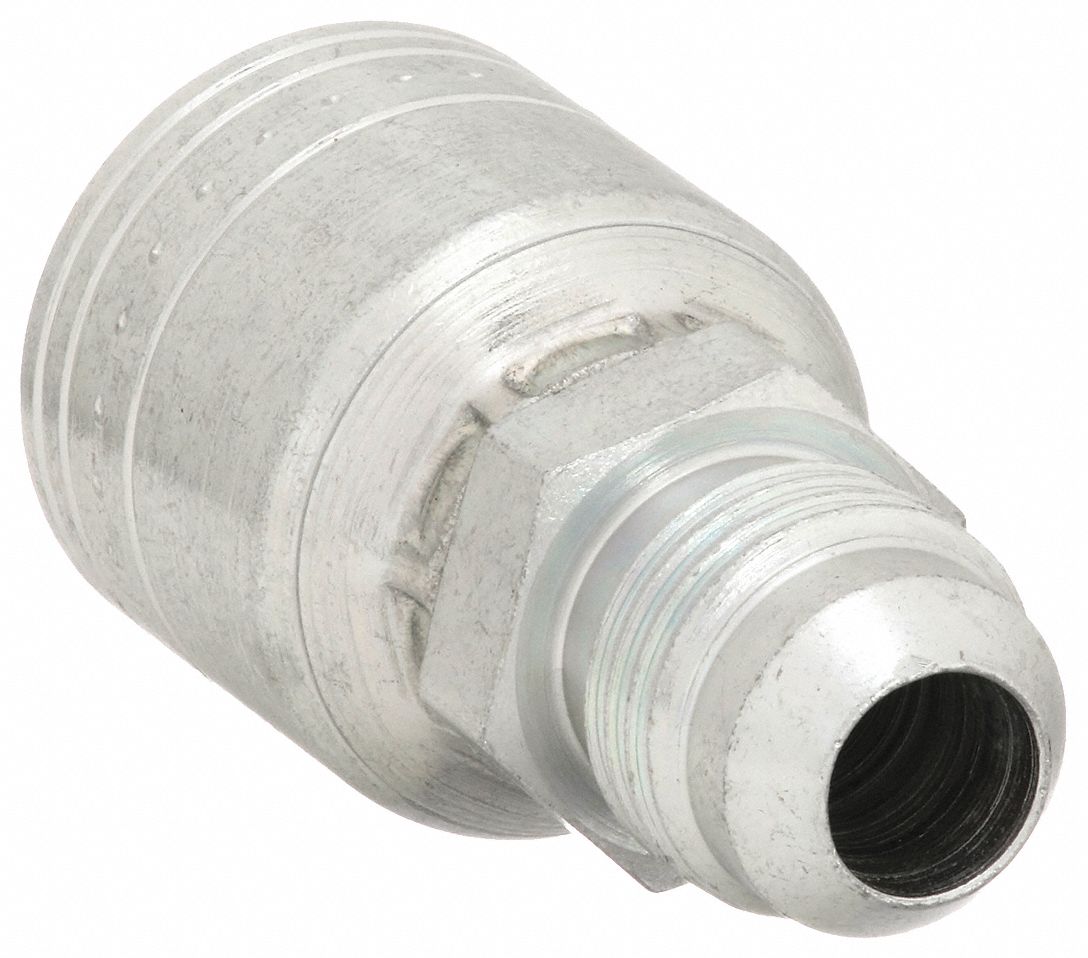 Hydraulic Crimp Fitting: Steel x Steel, Straight, -10 For Hose Dash Size, Male x Genderless