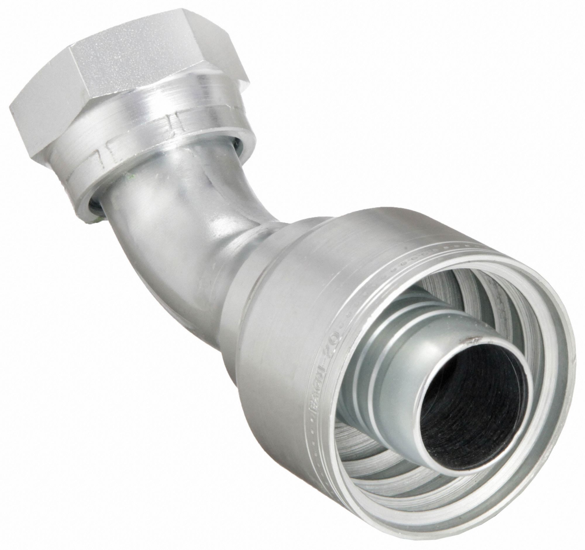 Hydraulic Crimp Fitting: Steel x Steel, 45° Elbow, -20 For Hose Dash Size, ORS x Crimp