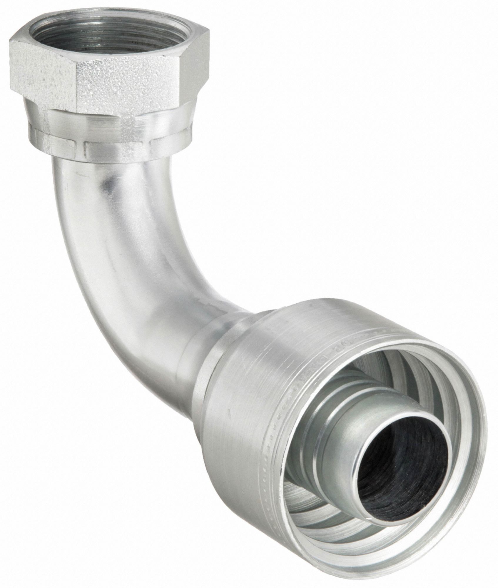 Hydraulic Crimp Fitting: Steel x Steel, 90° Elbow, -20 For Hose Dash Size, ORS x Crimp