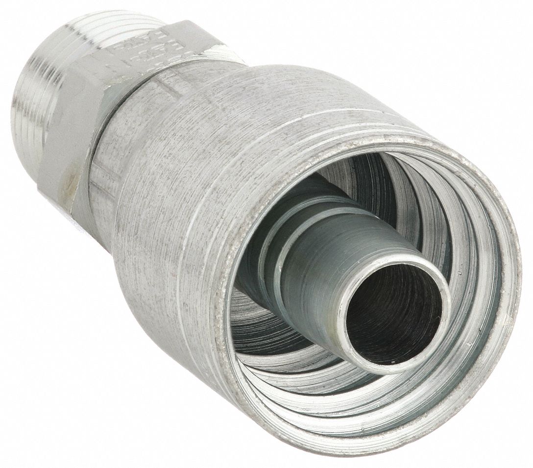 Hydraulic Crimp Fitting: Steel x Steel, Straight, -10 For Hose Dash Size, Male x Genderless