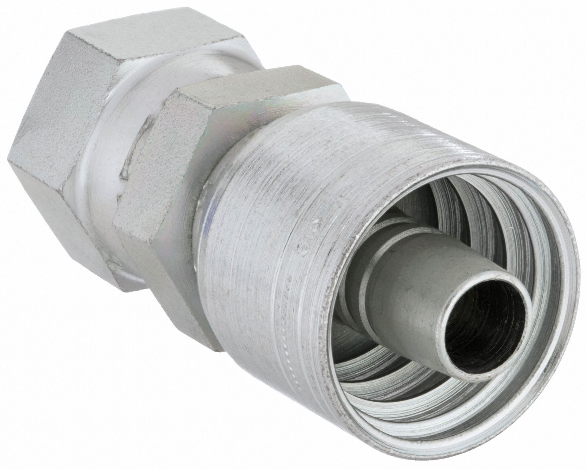 Hydraulic Crimp Fitting: Steel x Steel, Straight, -8 For Hose Dash Size, Metric x Crimp