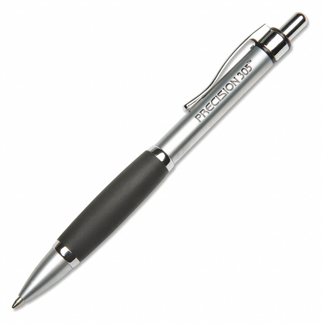 Pen Set: SKILCRAFT® Precision 305™, Black, 1 mm, Retractable, Gray, Cushioned, 12 PK