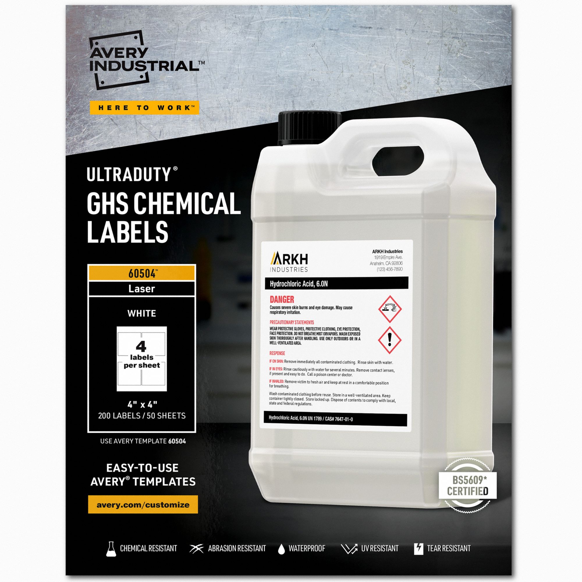 GHS Chemical Laser Printer Label,  Color White,  PK 200