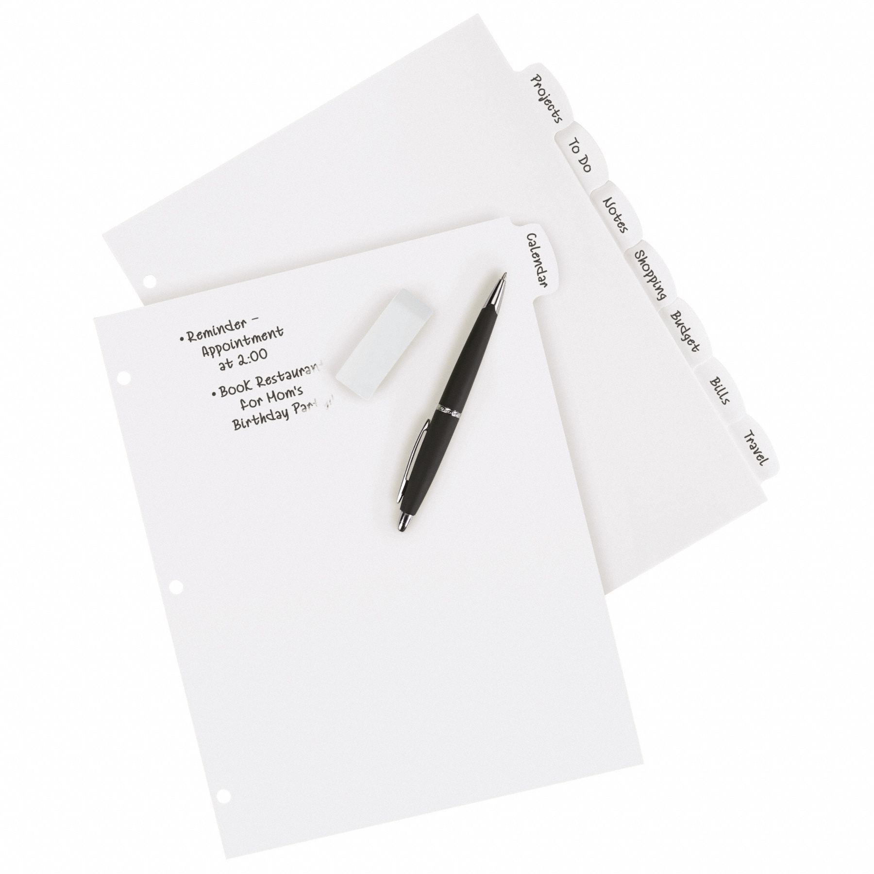 AVERY Binder Divider with 8 WriteOn Tabs, White 1 to 8 Tabs, 8 1/2 in