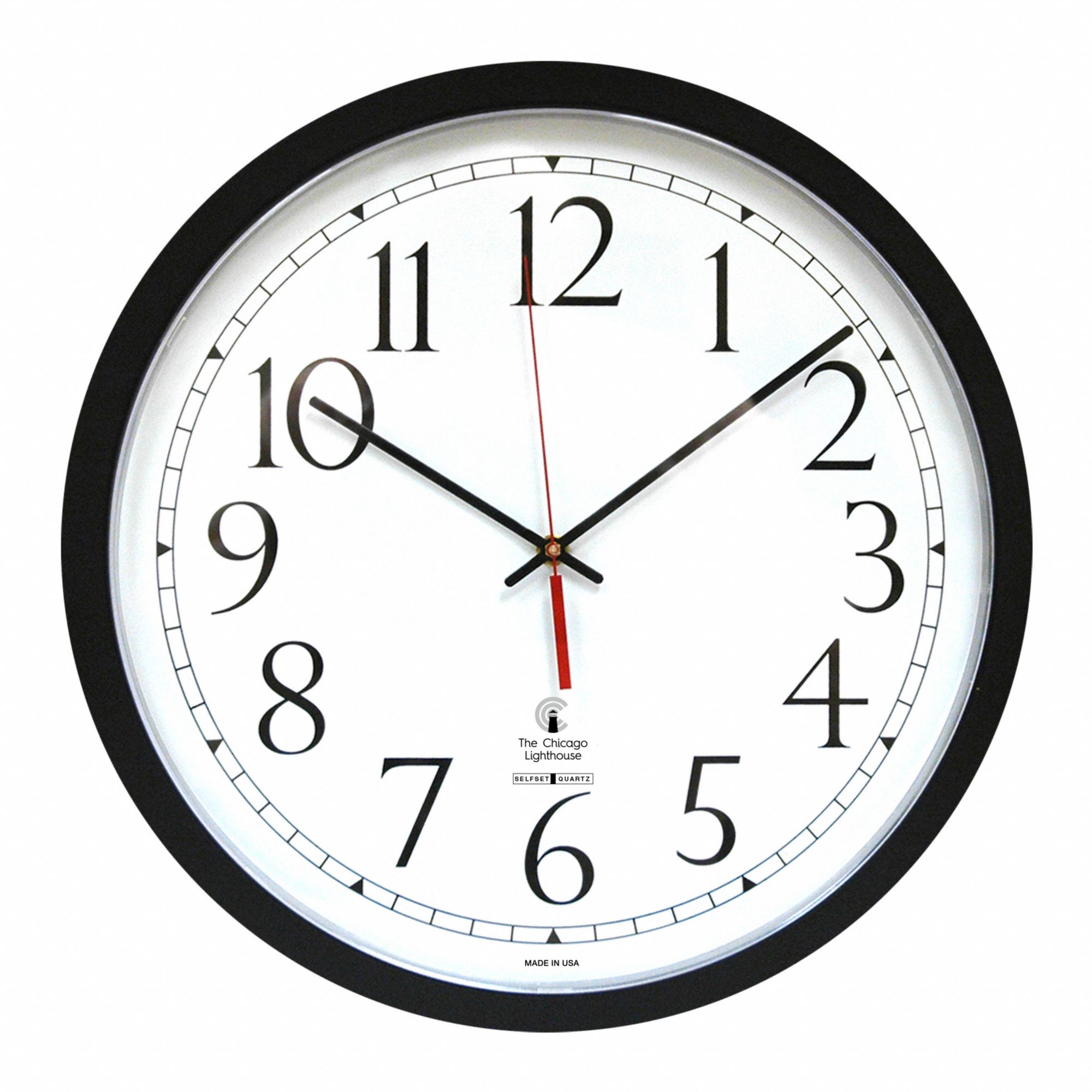 Wall Clock: Memory Chip, Arabic, Round, 16 1/2 in Overall Dia., 14 1/2 in Face Dia., Battery, Analog