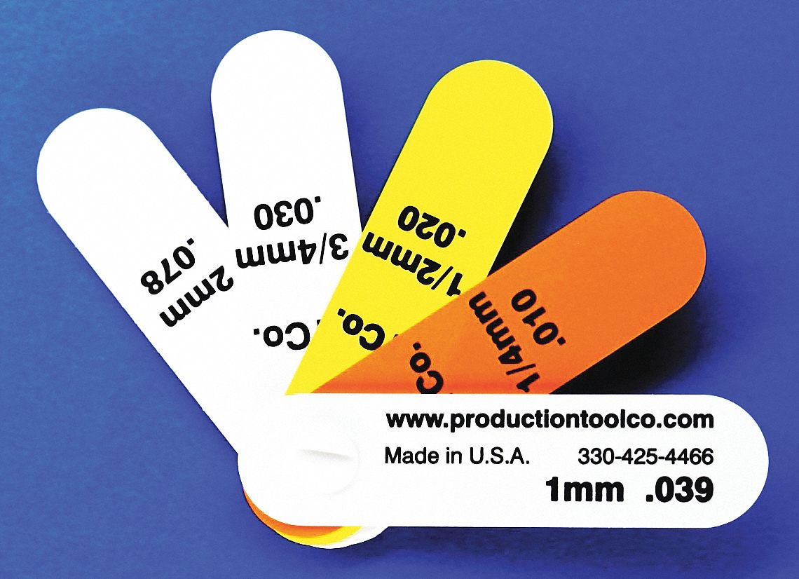 Feeler Gauge: 0.25 mm to 2 mm, Metric, Short Blade, 76 mm Blade Lg, 19 mm Blade Wd