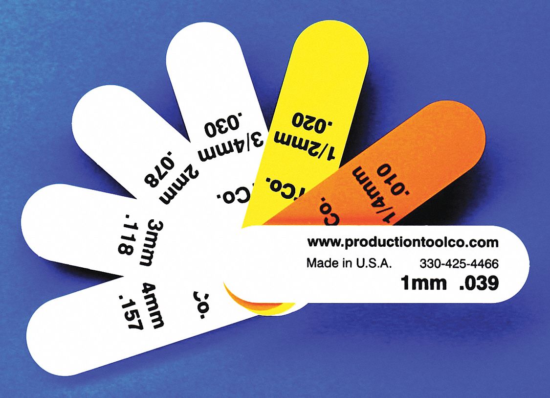 Feeler Gauge: 0.25 mm to 4 mm, Metric, Short Blade, 76 mm Blade Lg, 19 mm Blade Wd