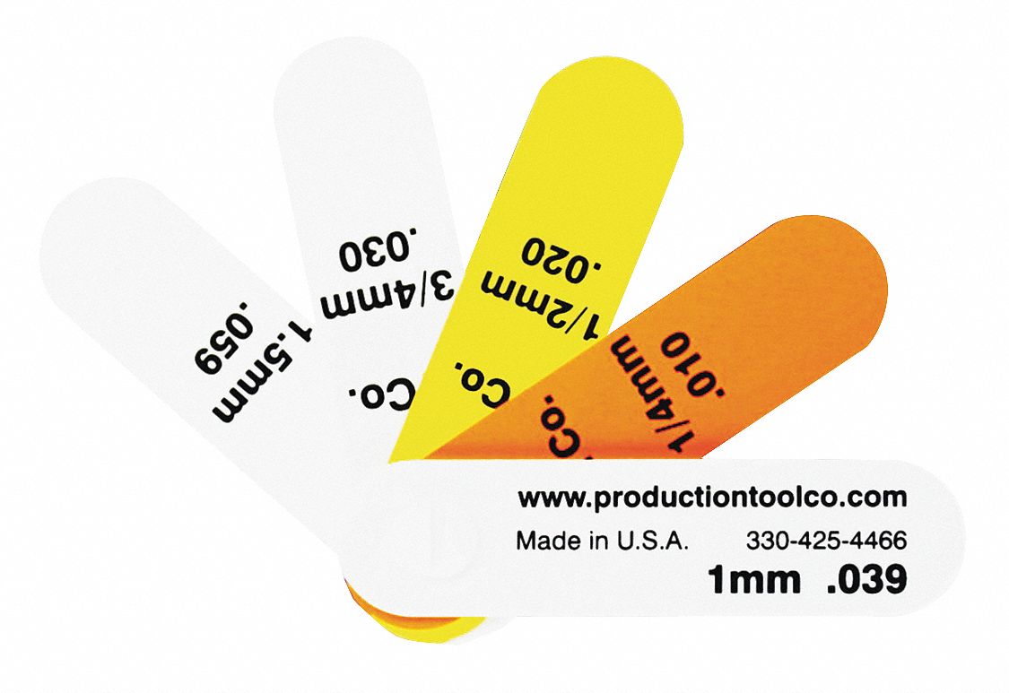 Feeler Gauge: 0.25 mm to 1.5 mm, Metric, Short Blade, 76 mm Blade Lg, 19 mm Blade Wd