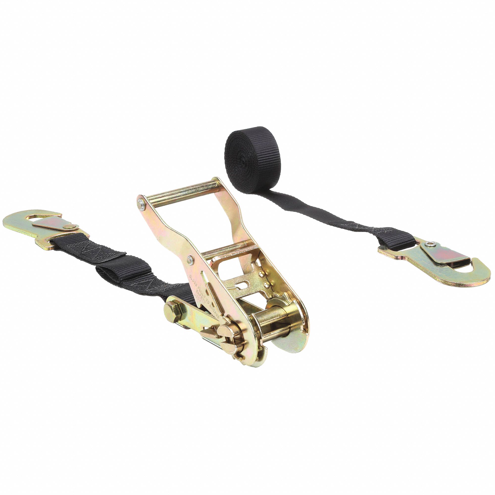 TIE DOWN STRAP, RATCHET, SNAP-HOOK, GEN PURPOSE, 1 IN W, 700 LB WLL, BLACK, 10 FT L