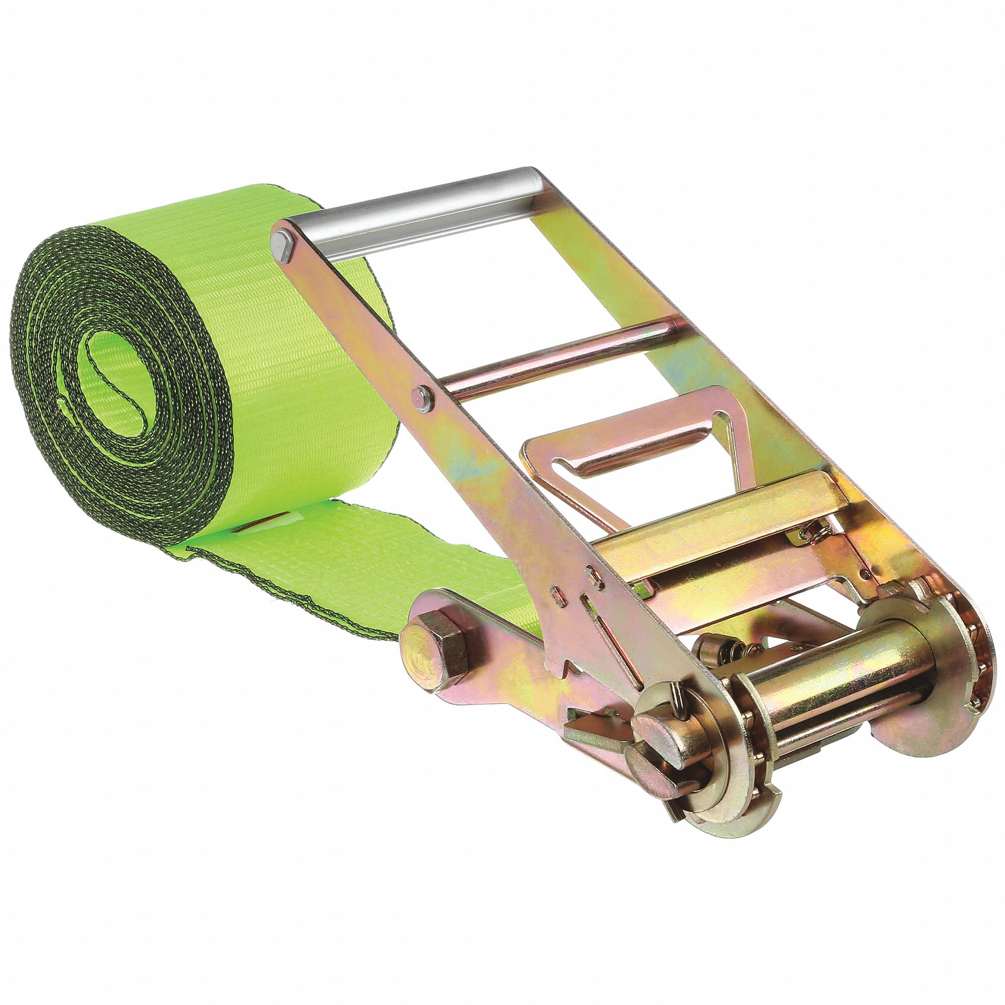 TIE DOWN STRAP, RATCHET, ENDLESS, CUT-RESISTANT EDGES, 4 IN W, 5,000 LB WLL, YELLOW, 27 FT L