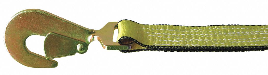 TIE DOWN STRAP, RATCHET, SNAP-HOOK, CUT-RESISTANT EDGES, 2 IN W, 1,600 LB WLL, YELLOW, 30 FT L