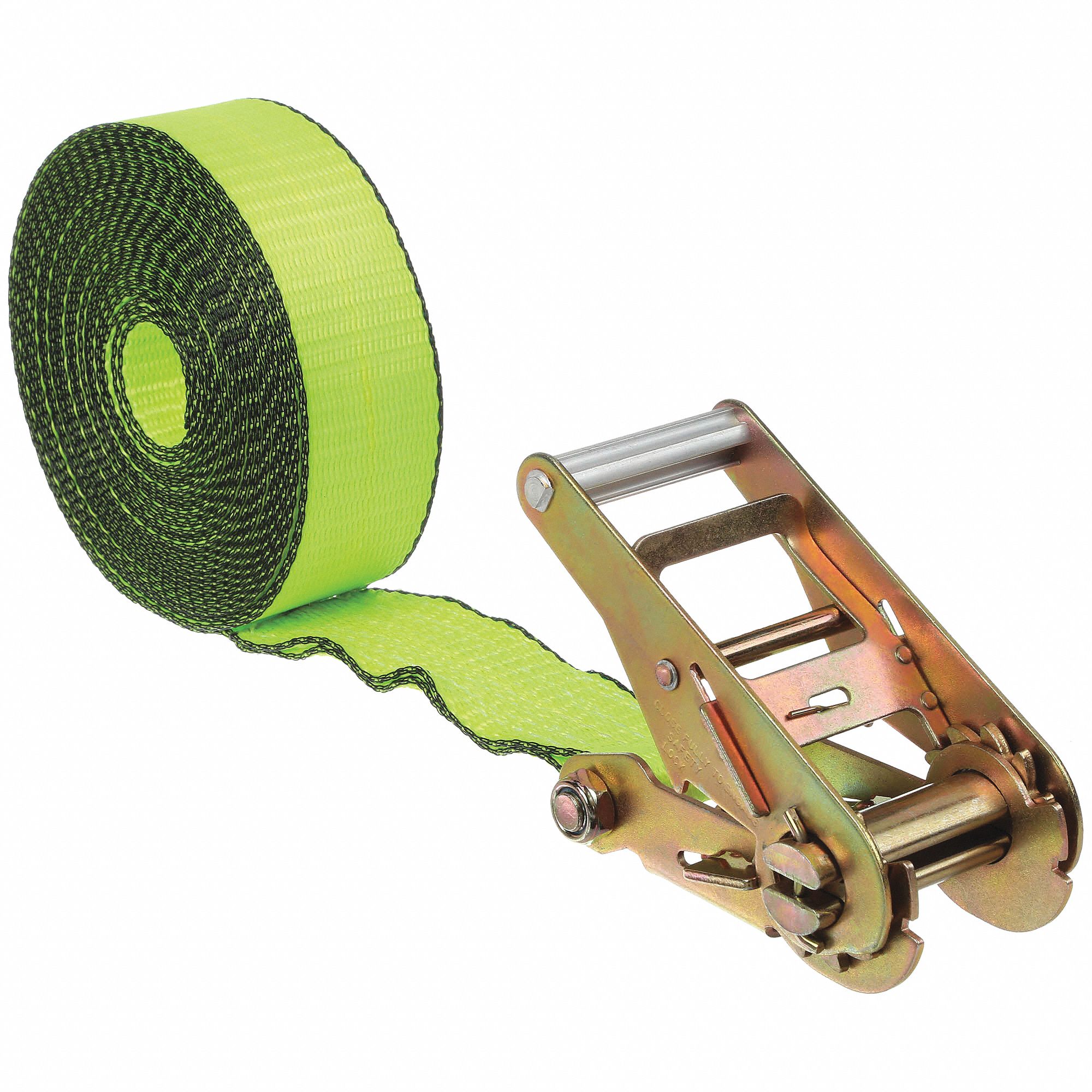 TIE DOWN STRAP, RATCHET, ENDLESS, CUT-RESISTANT EDGES, 2 IN W, 1,600 LB WLL, YELLOW, 27 FT L