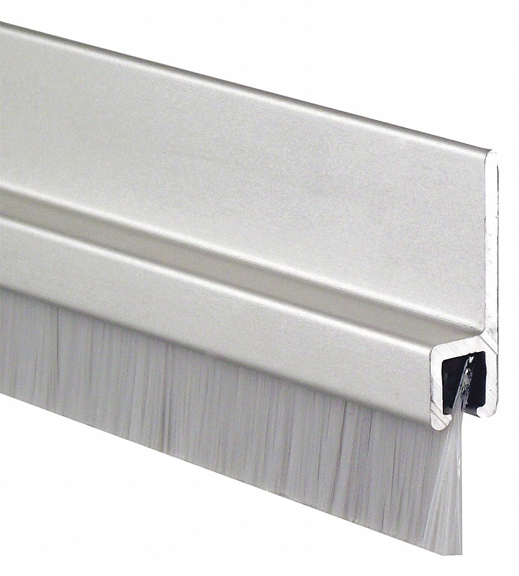 PEMKO Door Frame Weatherstrip: Brush, Nylon Brush, -40 to 400°F, Aluminum,  Gray, 3/4 in Flange Ht