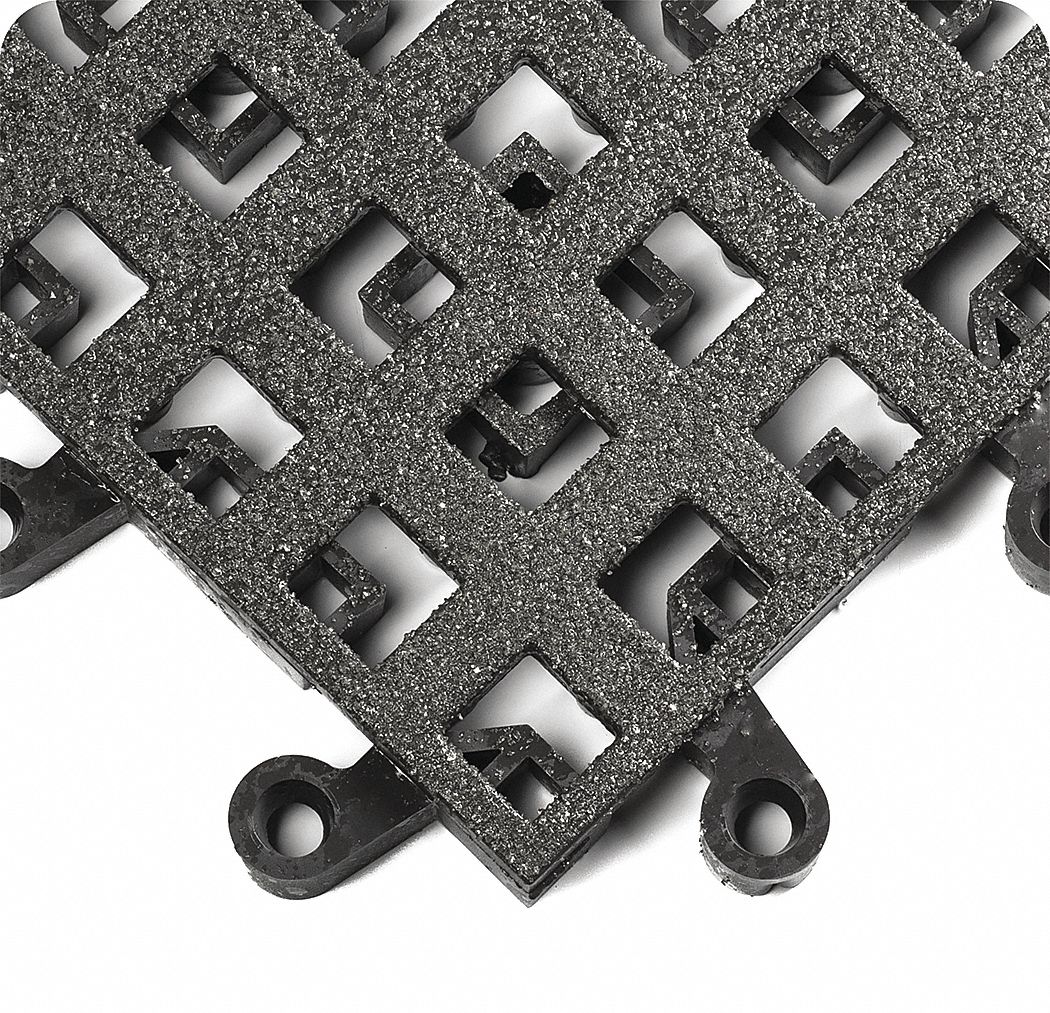 ERGODECK INTERLOCKING DRAINAGE MAT TILE, 18 X 18 IN, GRIT, GREY, 10 PK