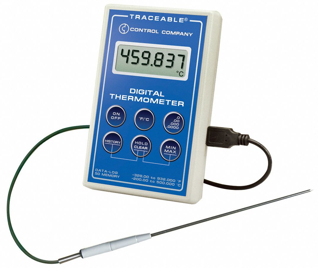 CONTROL COMPANY Thermometer: RTD Temp Meter with Data Output and Min ...