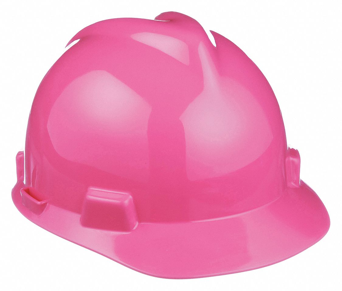 SLOTTED CAP, CSA Z94.1-2005, TYPE 1, CLASS E, PE, 4-PT STAZ-ON PINLOCK, FRONT BRIM, HOT PINK