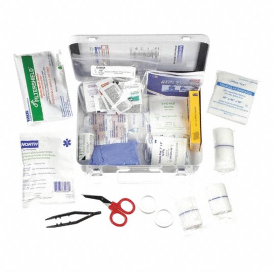 First Aid Kit, Kit, Steel, General Purpose, 25 People Served per Kit ...