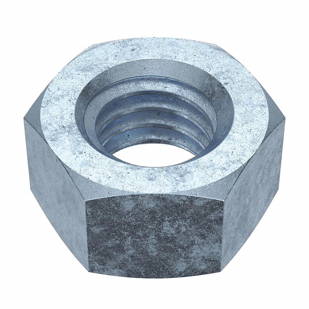 Hex Nut: Std Hex, 7/16"-14 Thread, 11/16 in Hex Wd, 3/8 in Hex Ht, Steel, Grade 5, Std, 50 PK