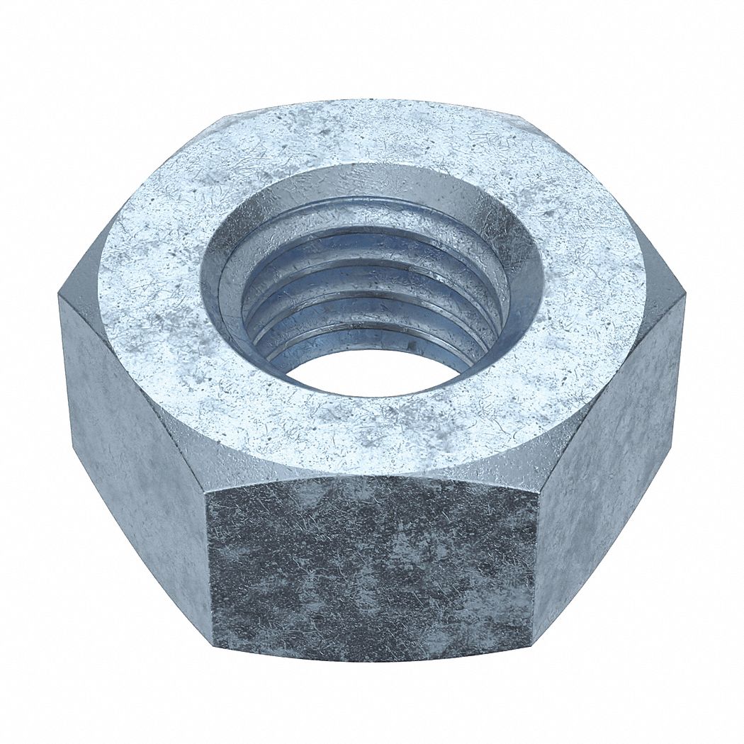 Hex Nut: Std Hex, 1/4"-28 Thread, 7/16 in Hex Wd, 7/32 in Hex Ht, Steel, Grade 5, Std, 100 PK