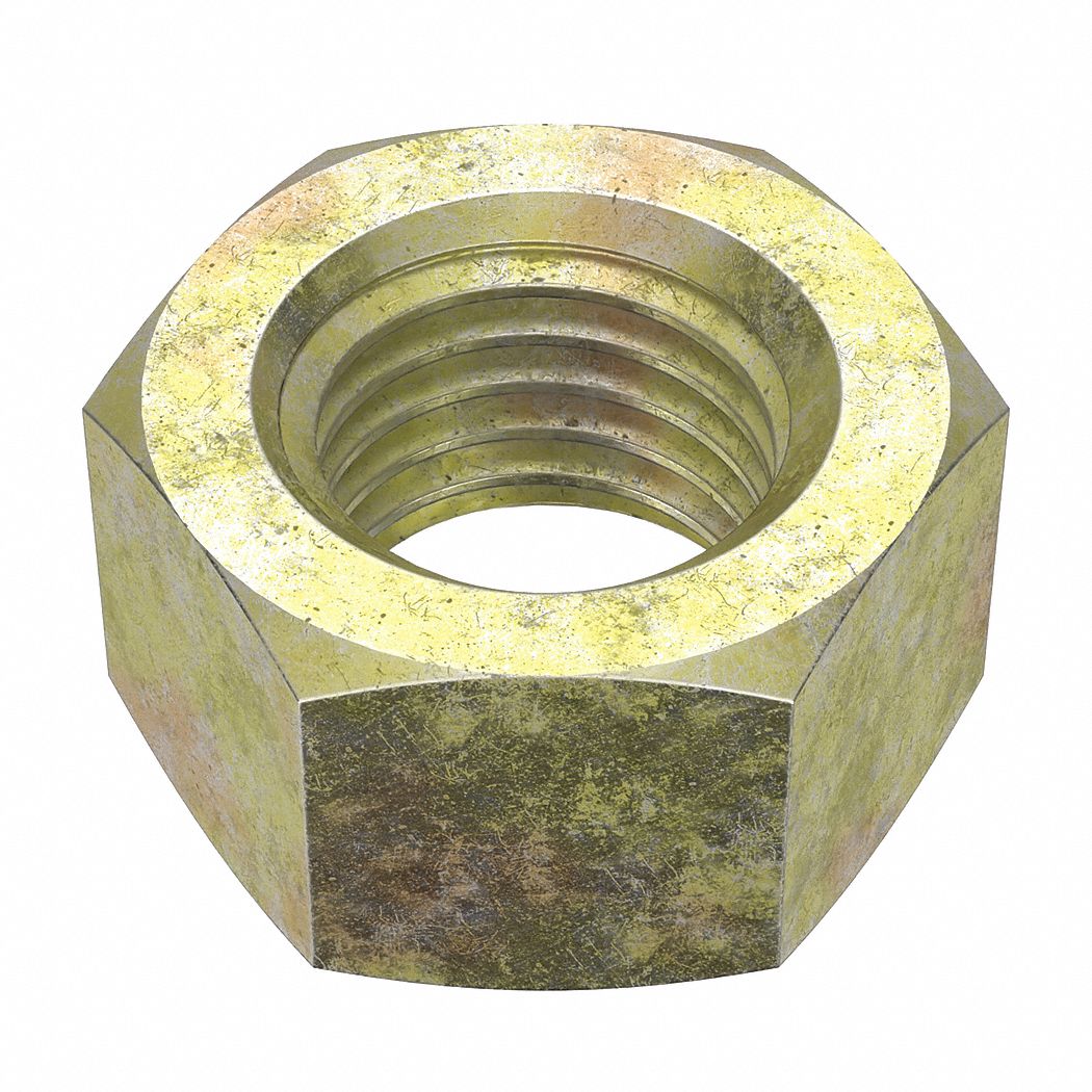 Hex Nut: Std Hex, 7/8"-9 Thread, 1 19/64 in Hex Wd, 3/4 in Hex Ht, Steel, Grade 8, Std, 10 PK