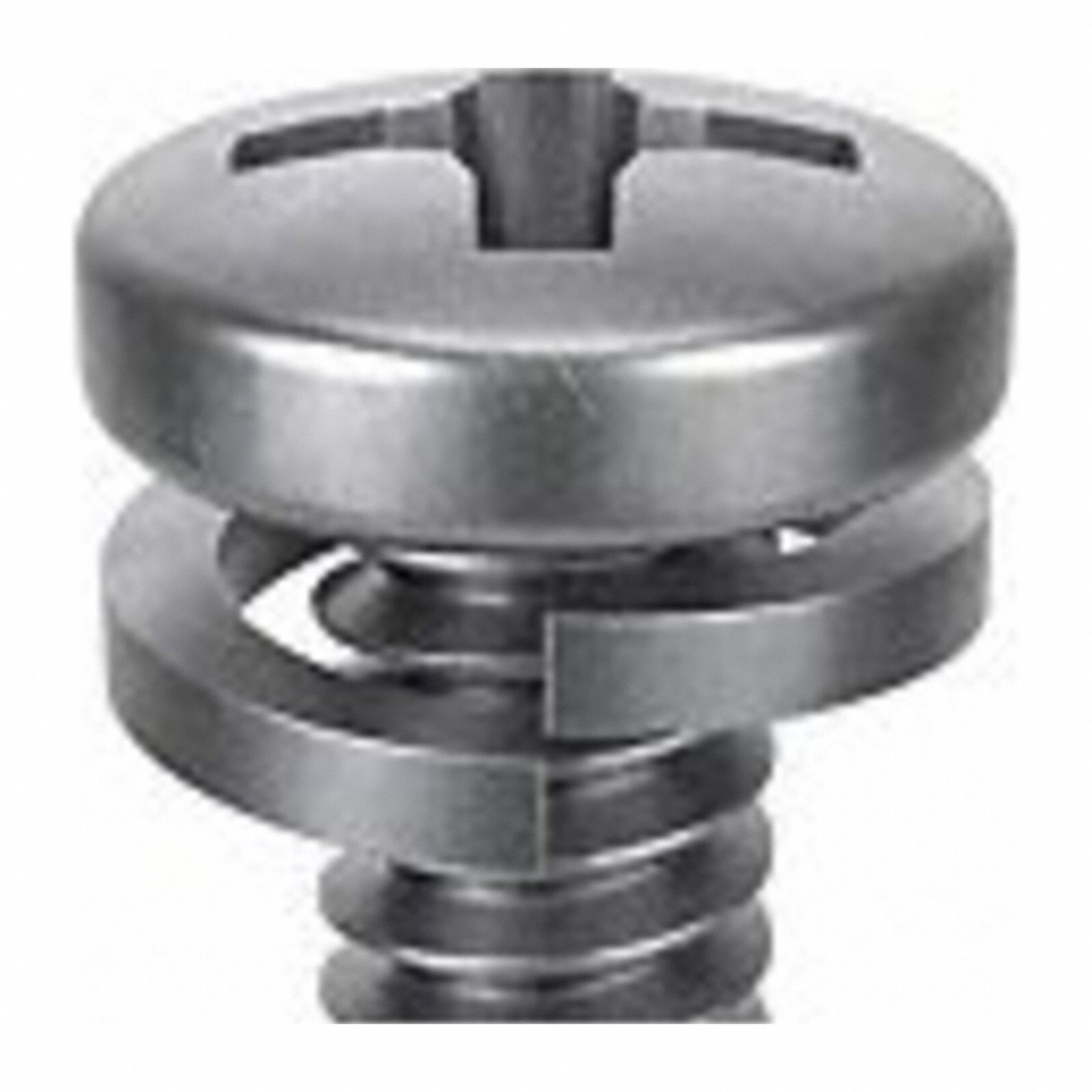 SEMS Screw: Split Lock, #10-24 Thread Size, 3/8 in Lg, Stainless Steel, Passivated, Pan, 10 PK