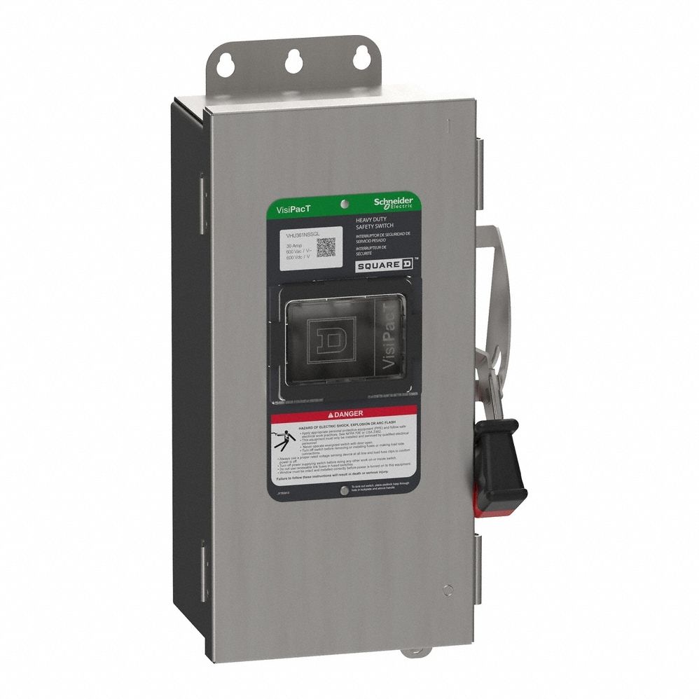 Safety Switch: Non-Fusible, 30 A, Three Phase, 600V AC/DC, 316 Stainless Steel